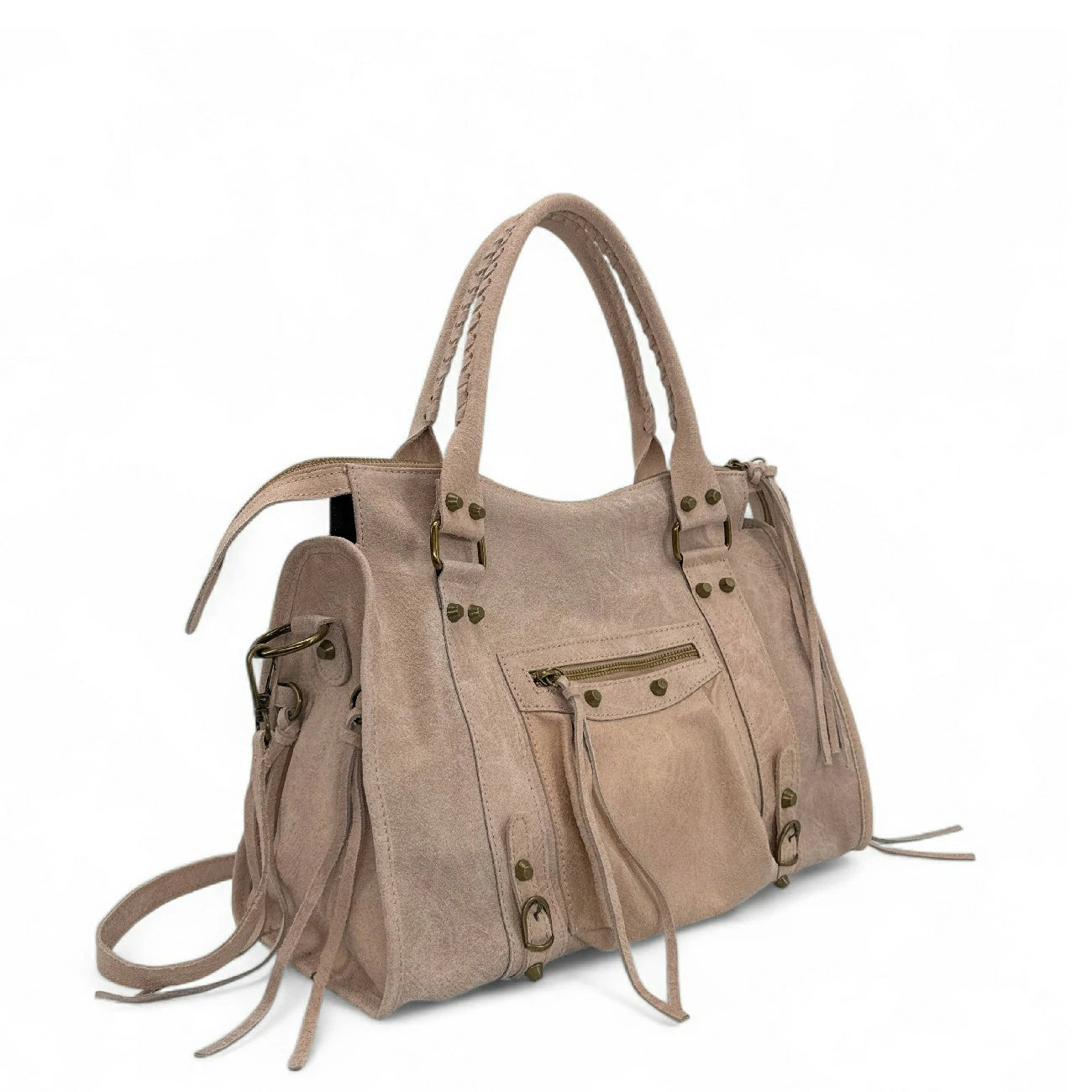 Sac à main en cuir brossé SANDSTORM Rose nude