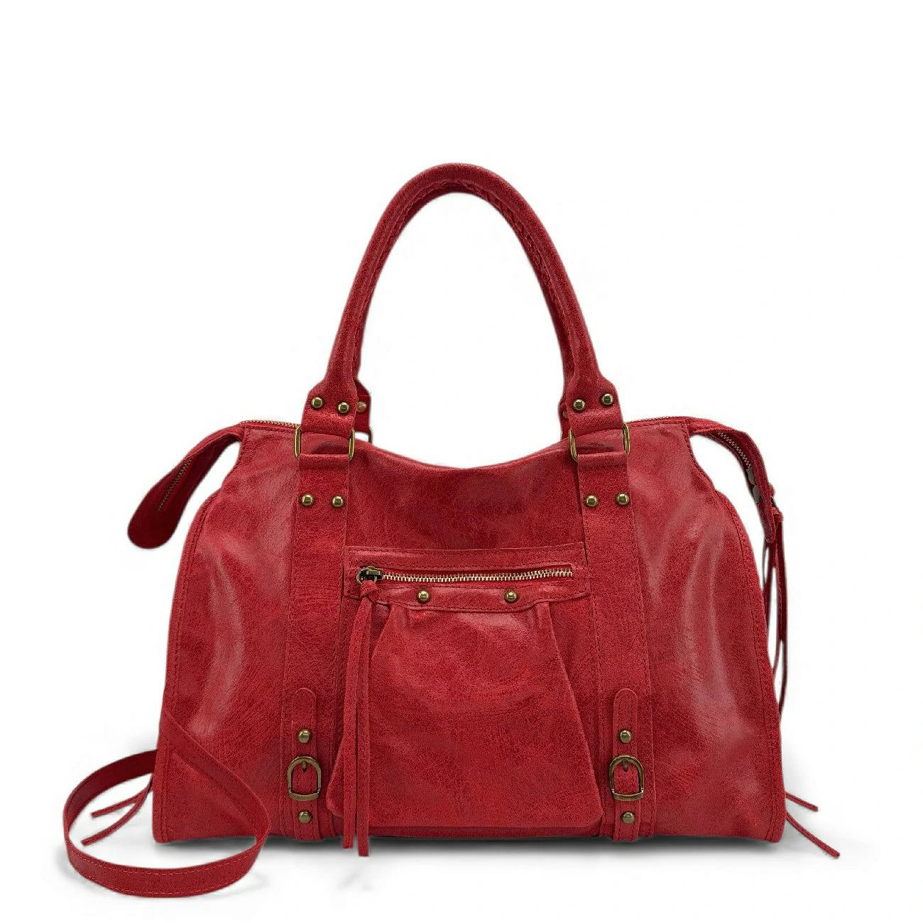 Sac à main en cuir brossé SANDSTORM Rouge garance