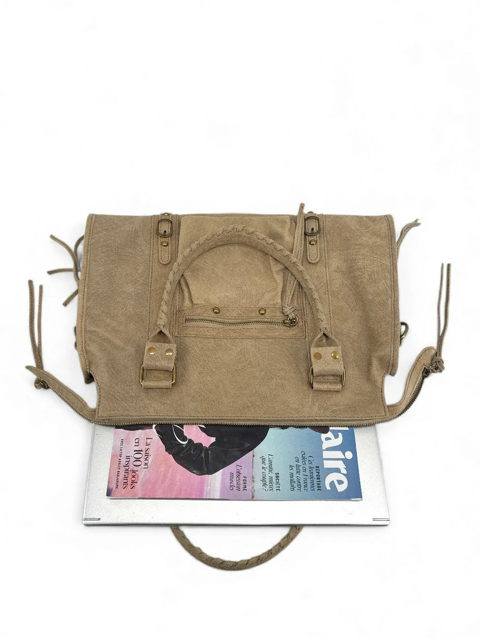 Borsa a mano in pelle spazzolata SANDSTORM Tortora