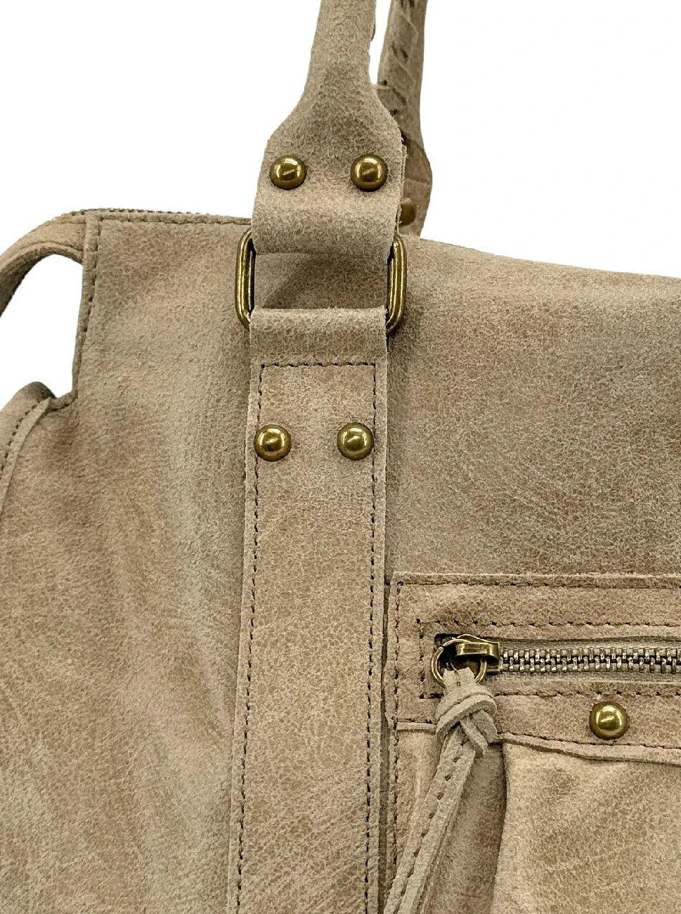 Borsa a mano in pelle spazzolata SANDSTORM Tortora