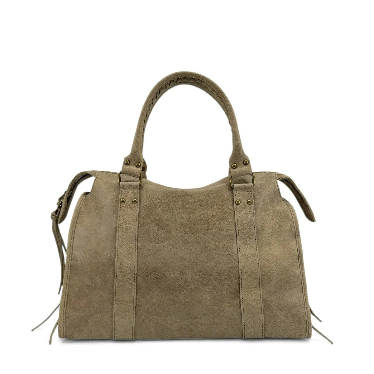 Borsa a mano in pelle spazzolata SANDSTORM Tortora
