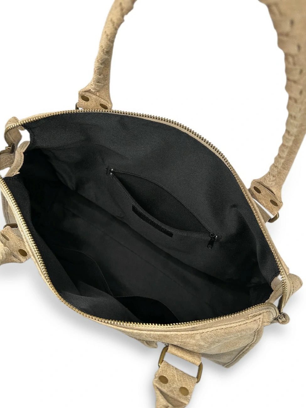 Borsa a mano in pelle spazzolata SANDSTORM Tortora