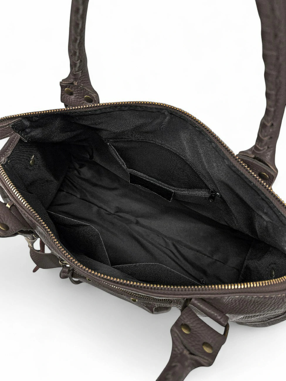 Große Bowlingtasche aus genarbtem Leder SANDSTORM Schokoladenbraun