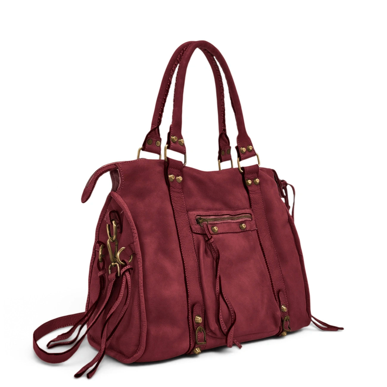 Grand sac en cuir vintage STORM XL HURRICAN Bordeaux