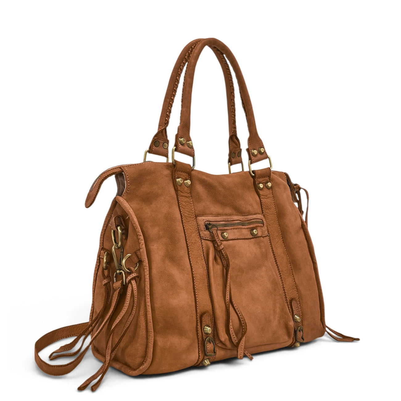 Grand bolso de cuero vintage STORM SG HURRICAN Camello