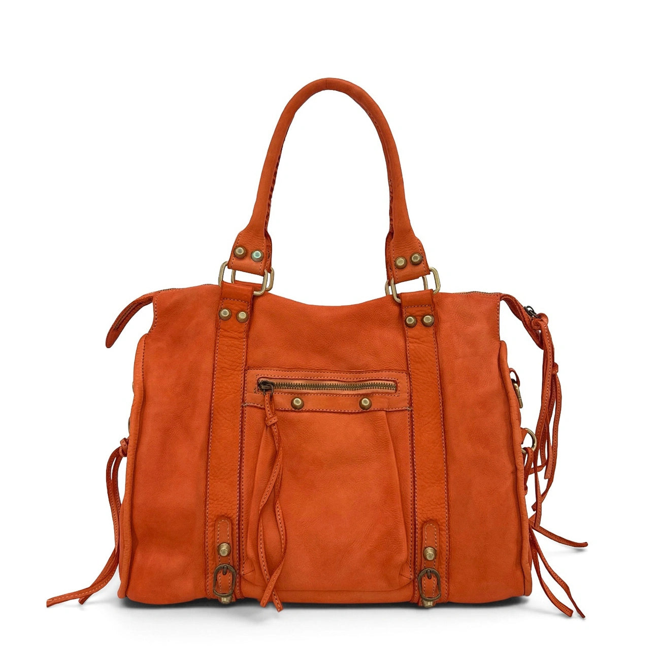 Grand sac en cuir vintage STORM XL HURRICAN Orange