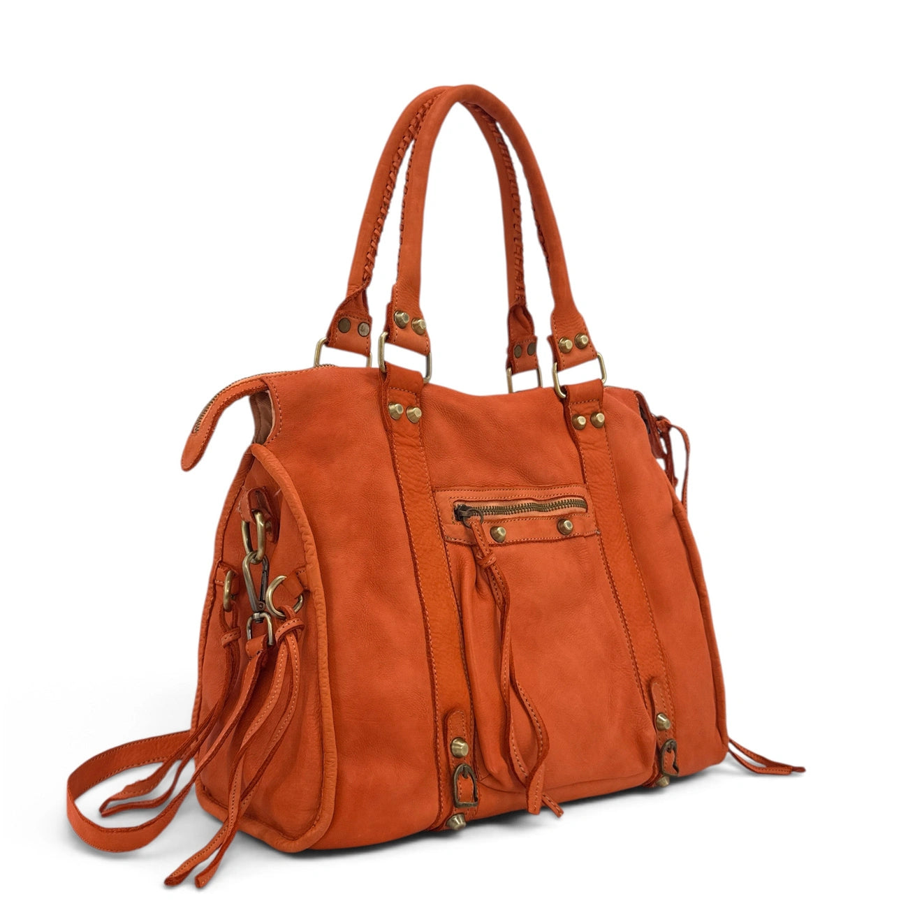 Grand sac en cuir vintage STORM XL HURRICAN Orange