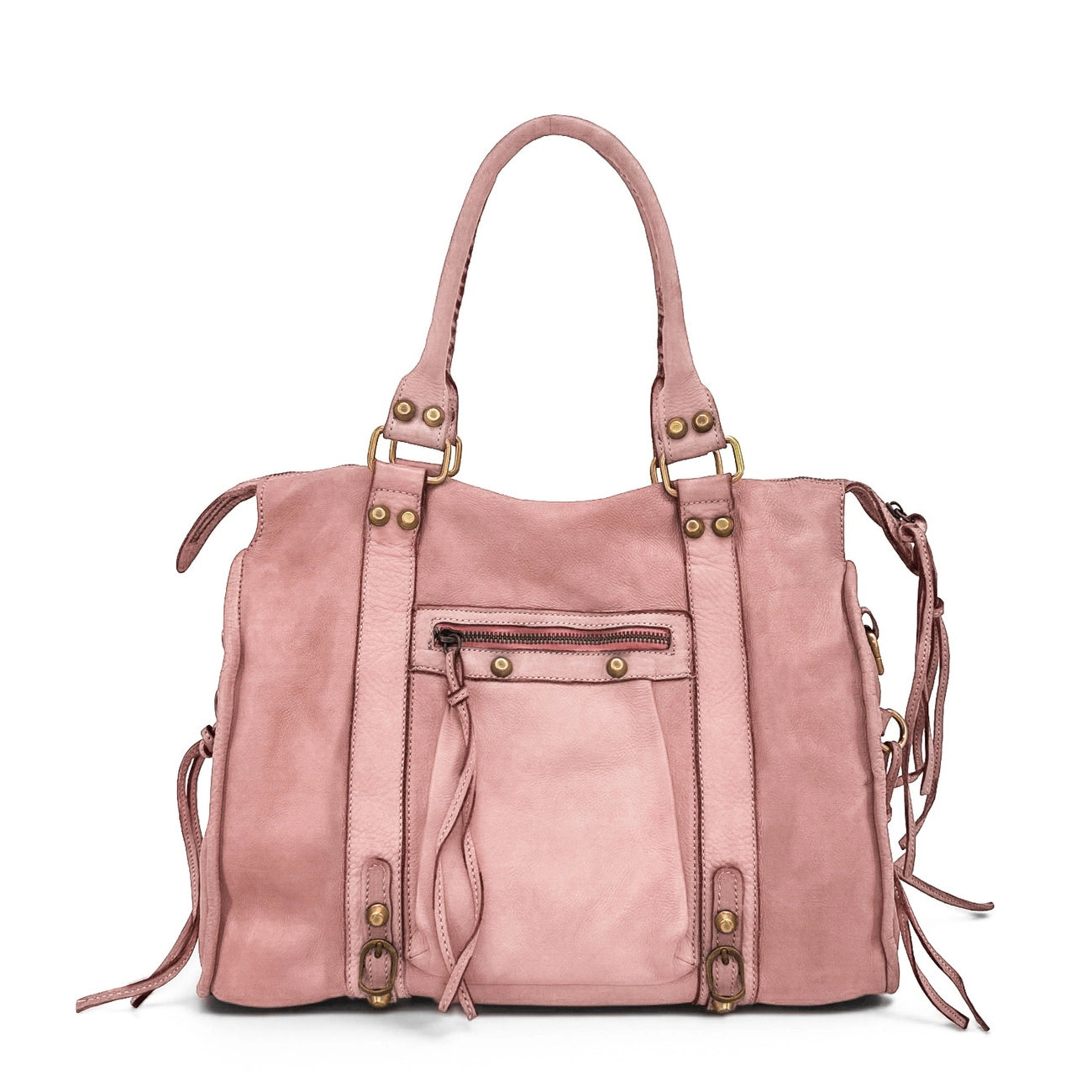 Grand bolso de cuero vintage STORM SG HURRICAN Rose desnudo