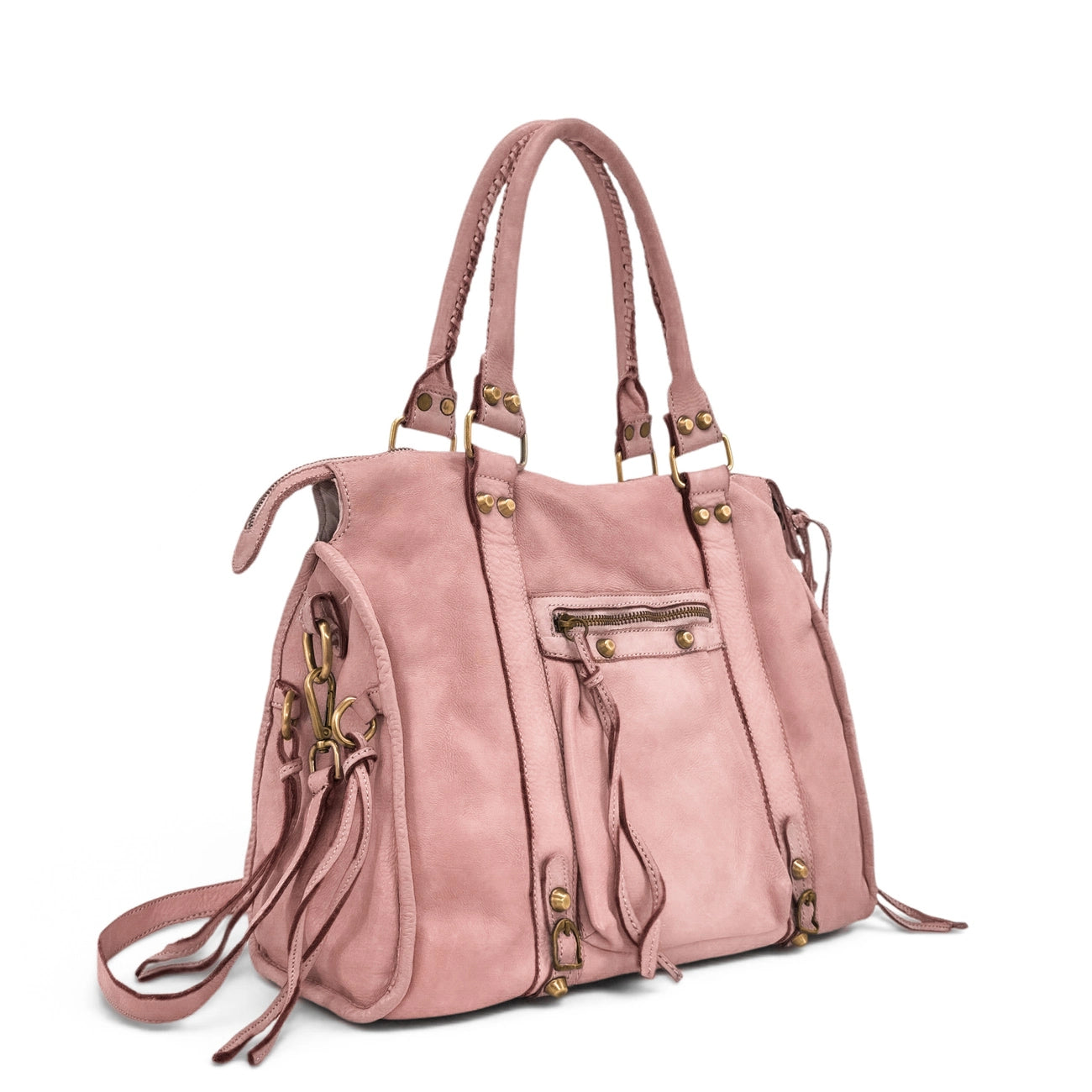 Grand bolso de cuero vintage STORM SG HURRICAN Rose desnudo