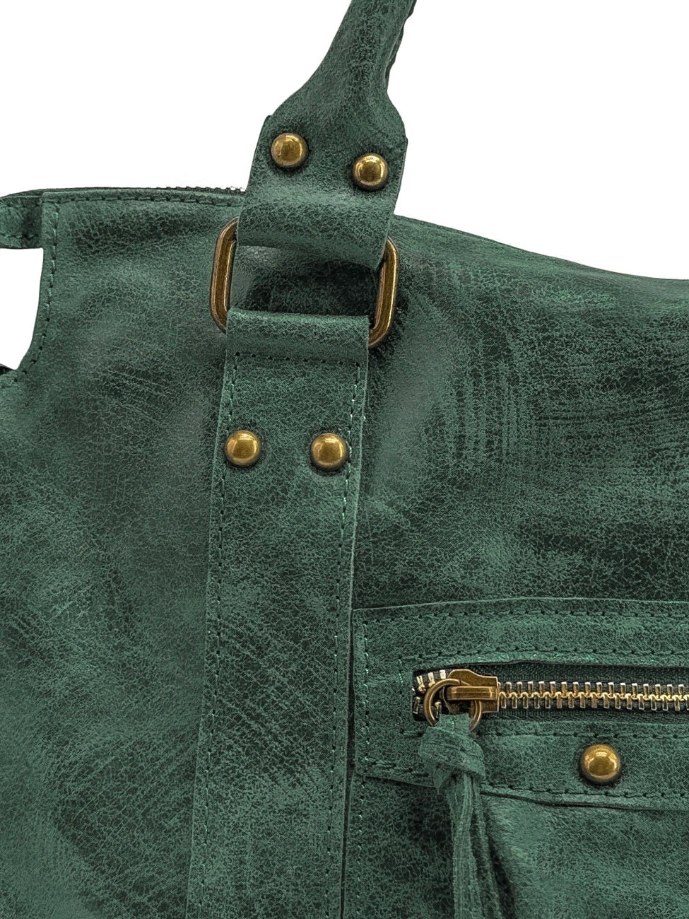 Borsa a mano in pelle spazzolata SANDSTORM Verde foresta