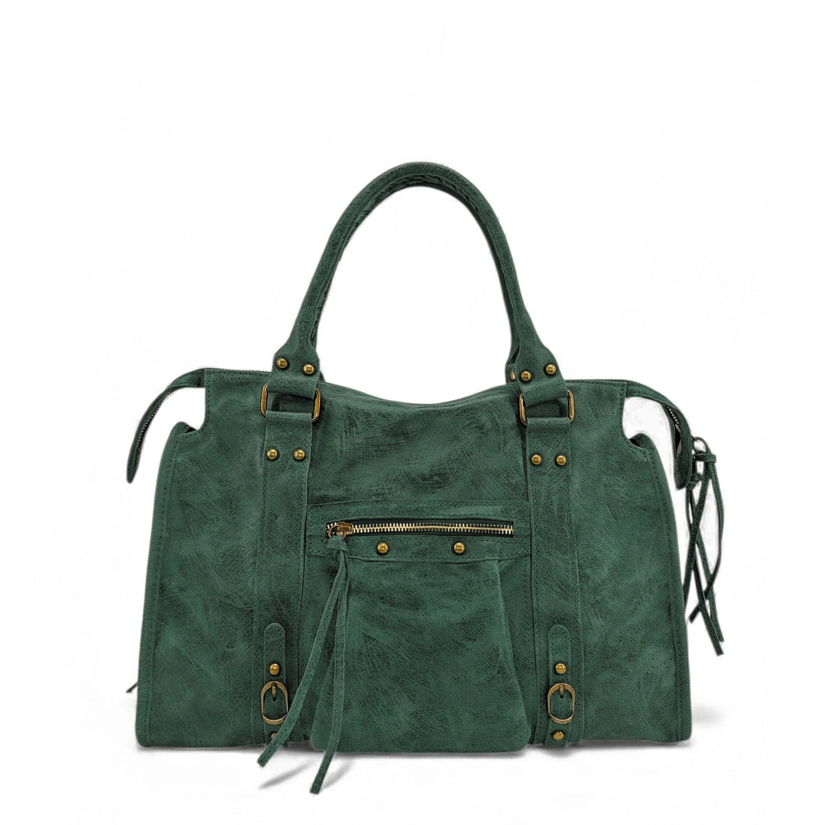 Borsa a mano in pelle spazzolata SANDSTORM Verde foresta