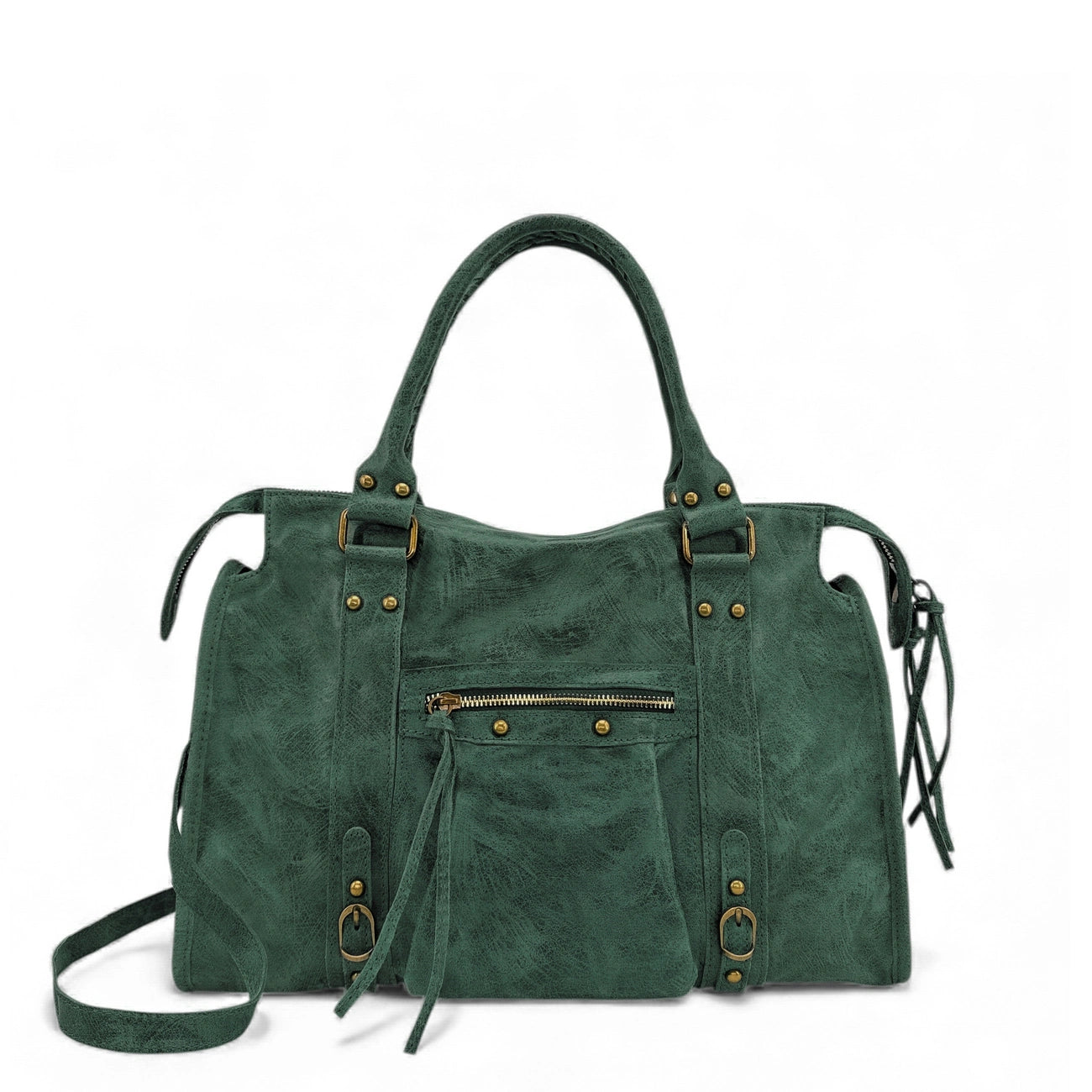 SANDSTORM Dark Khaki Brushed Leather Handbag