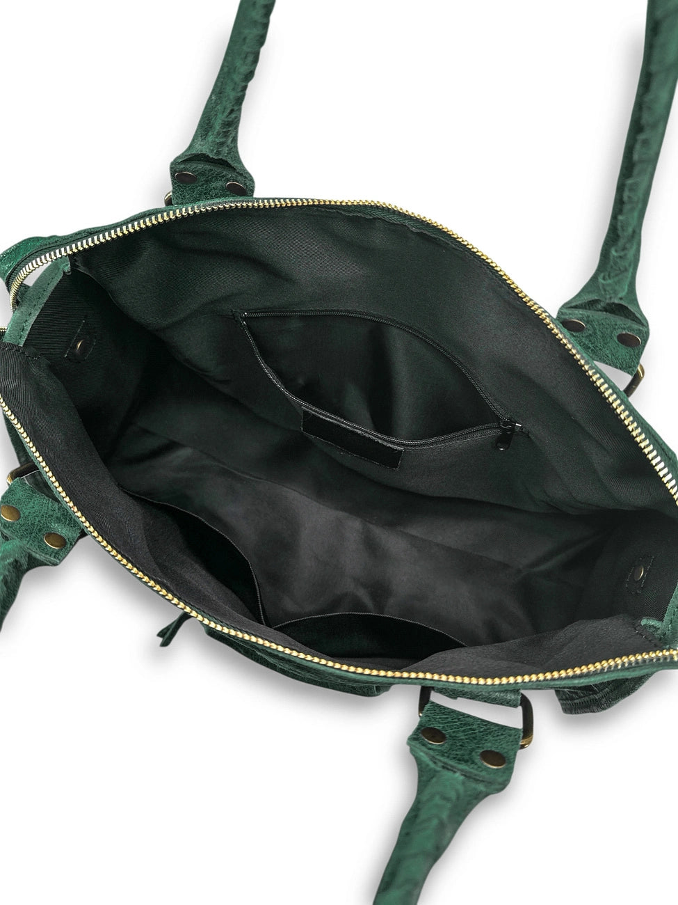 Borsa a mano in pelle spazzolata SANDSTORM Verde foresta