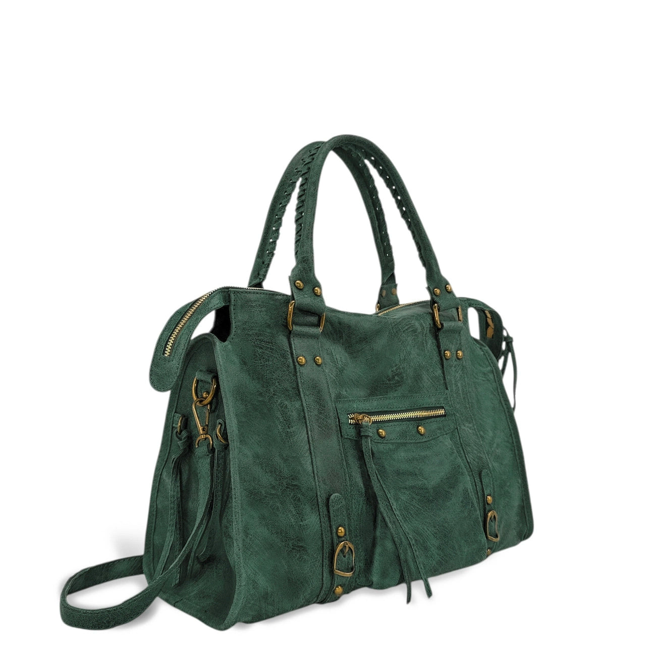 SANDSTORM Dark Khaki Brushed Leather Handbag