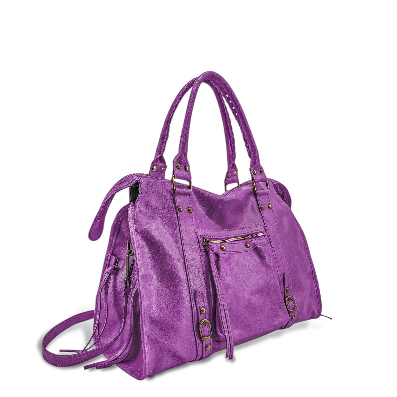 SANDSTORM Pistachio Green Brushed Leather Handbag