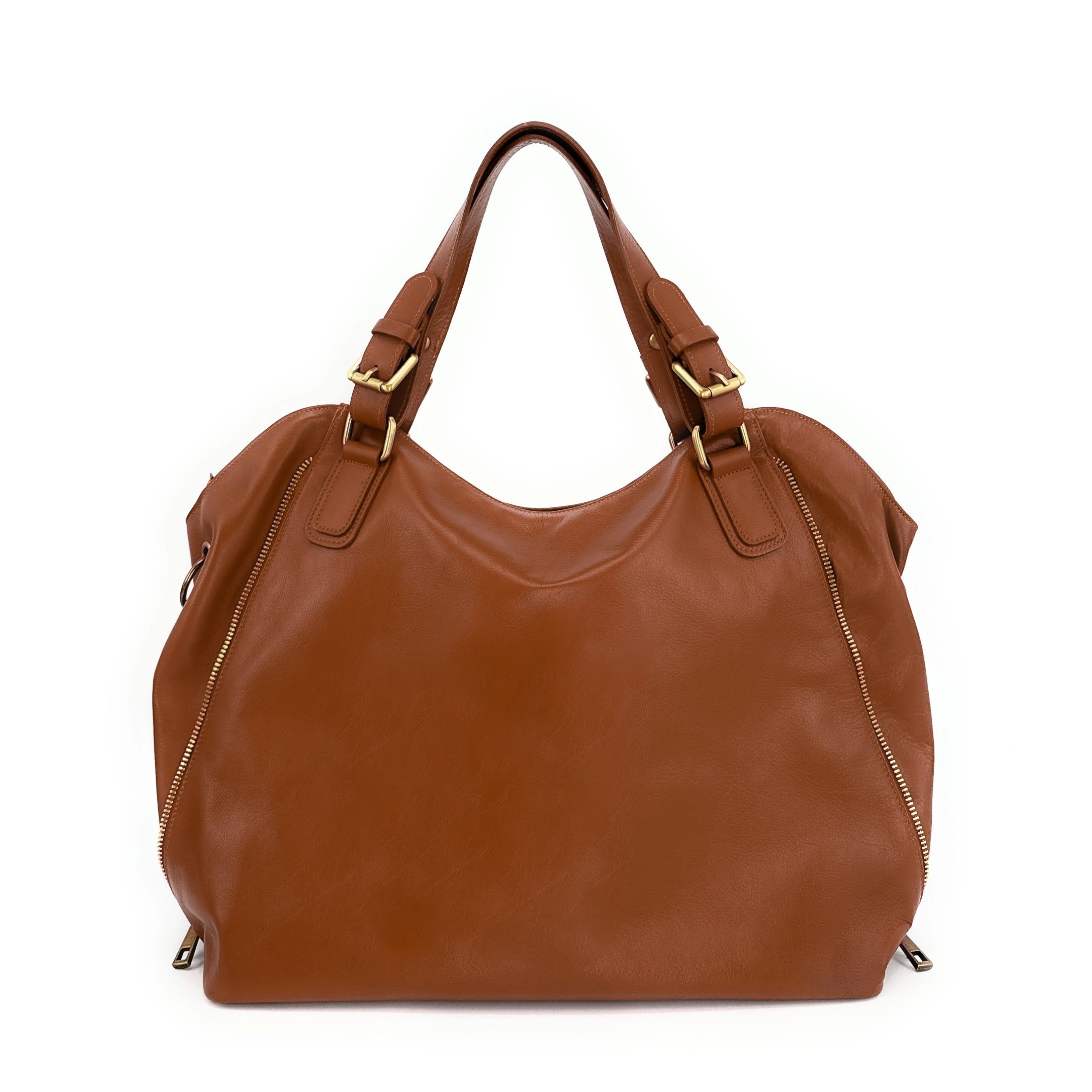 Bocca per tracolla in pelle liscia CAMELIA Cammello scuro