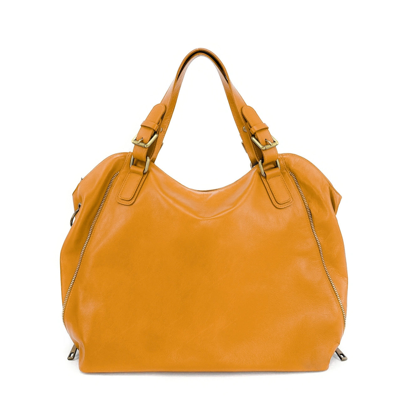 Schultertasche aus Glattleder CAMELIA Senfgelb