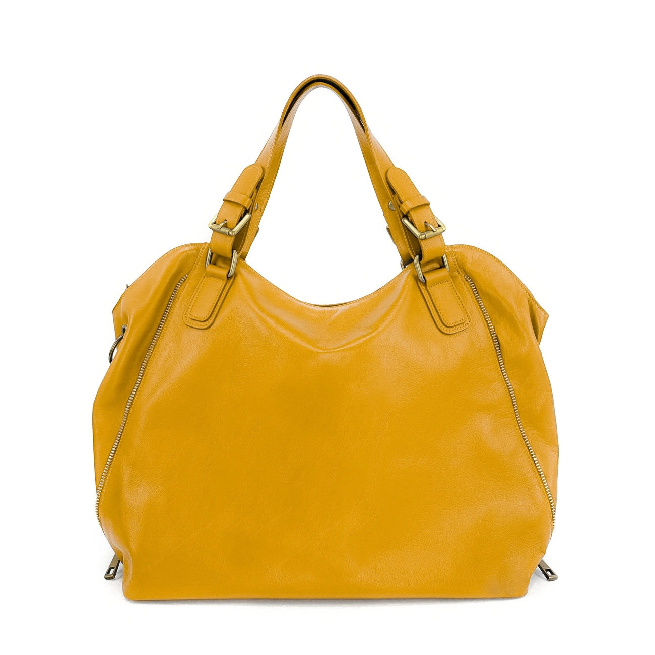 Schultertasche aus Glattleder CAMELIA Sonnenblumengelb