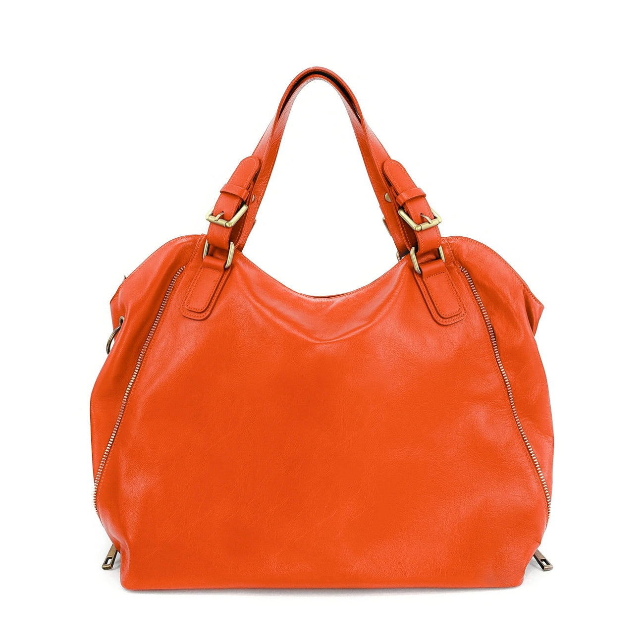 Schultertasche aus Glattleder CAMELIA Mandarine