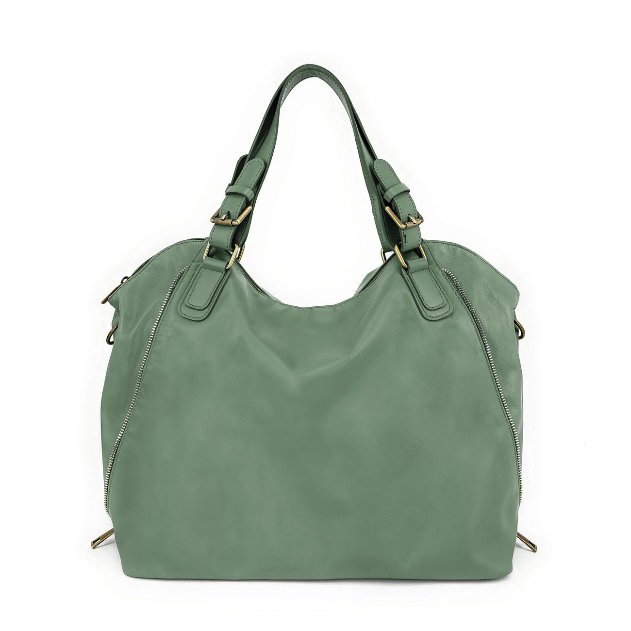 Schultertasche aus Glattleder CAMELIA Pastellgrün