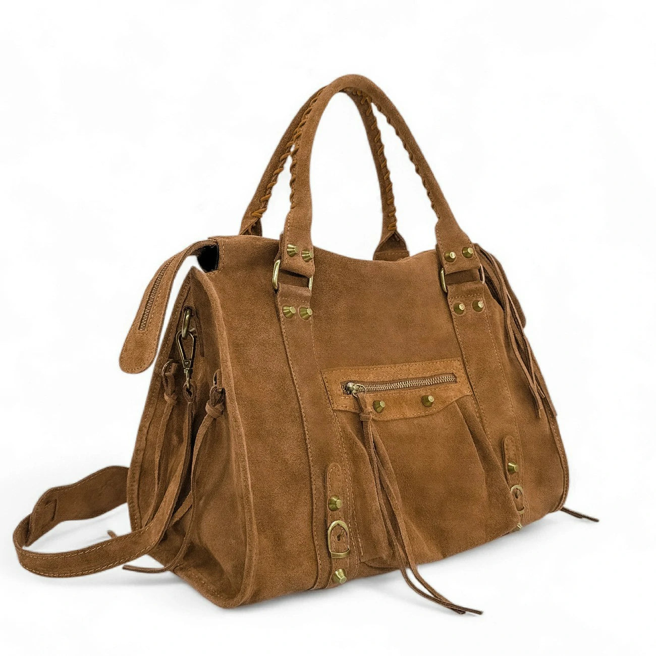 Grand sac à main en daim STORM SUEDE XL Camel