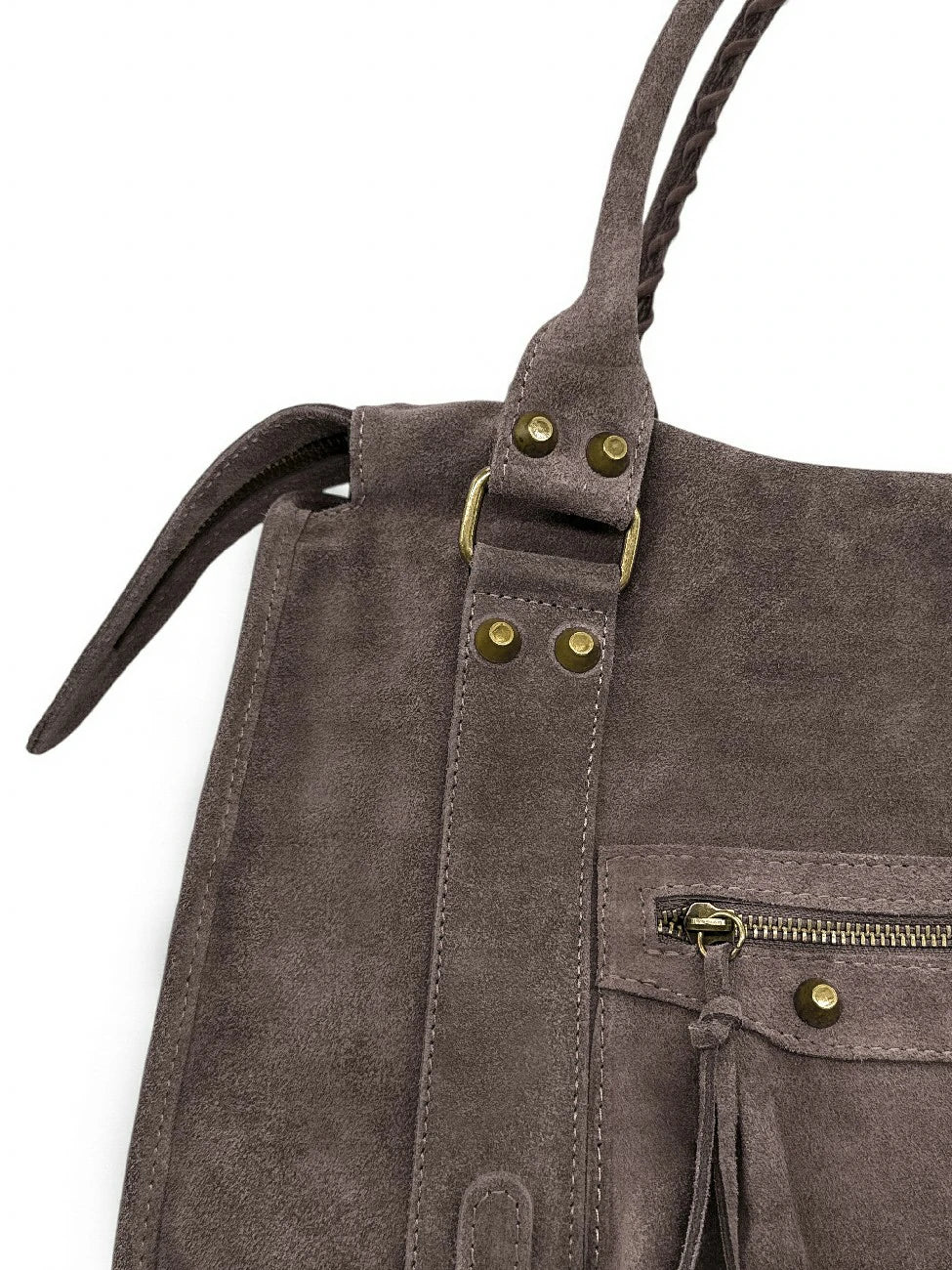 Große Handtasche aus Wildleder STORM SUEDE XL Schokoladenbraun
