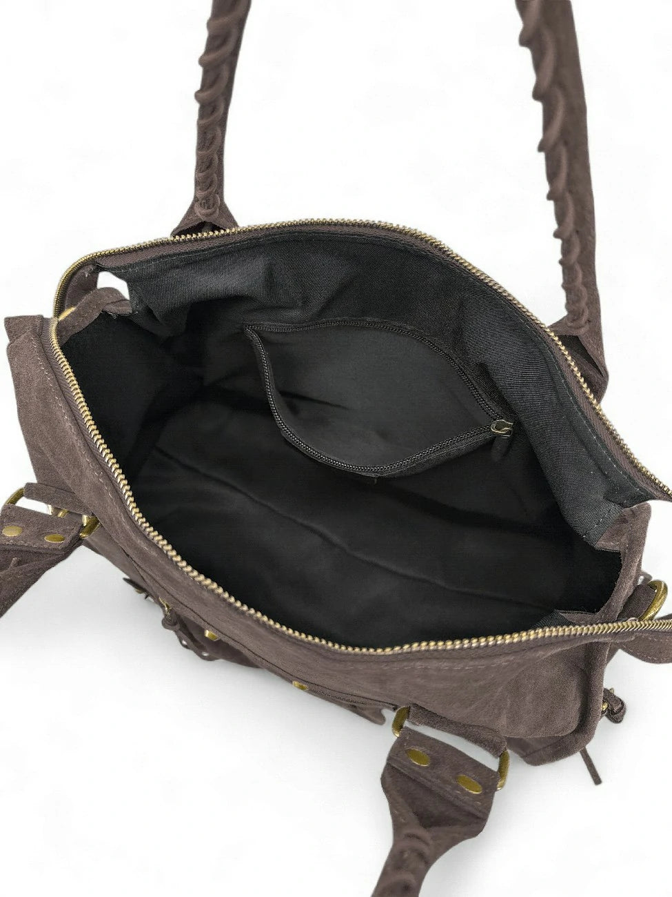 Große Handtasche aus Wildleder STORM SUEDE XL Schokoladenbraun