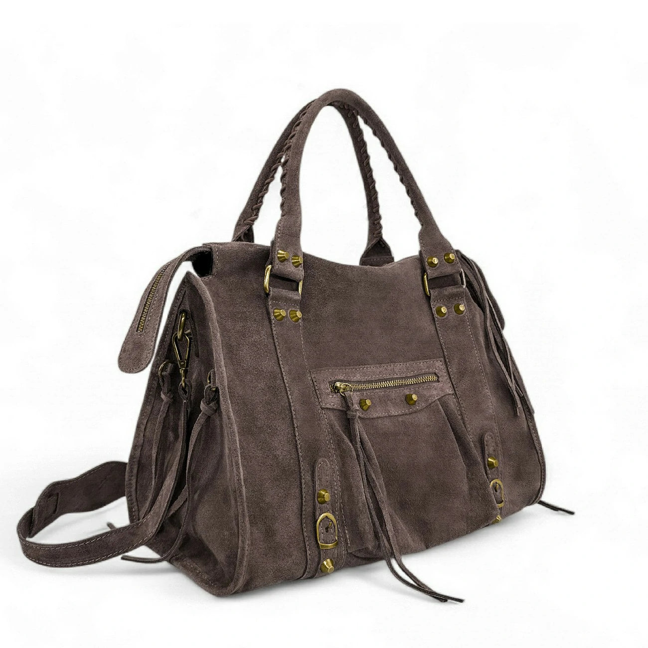 Grand sac à main en daim STORM SUEDE XL Chocolat