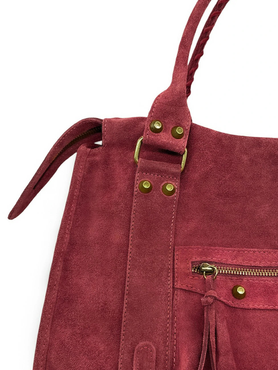 Große Handtasche aus Wildleder STORM SUEDE XL Bordeauxrot