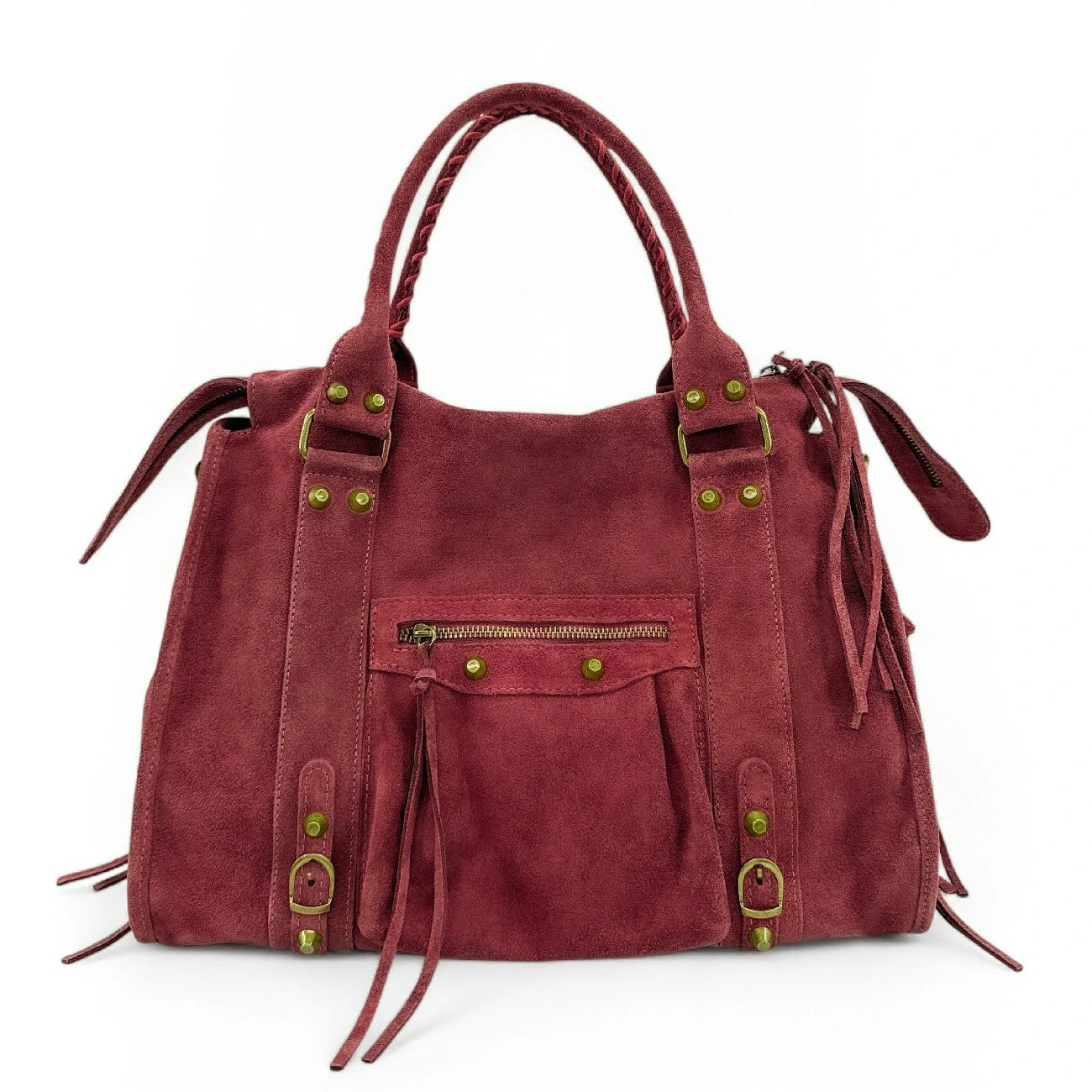 Grand sac à main en daim STORM SUEDE XL Rouge Bordeaux