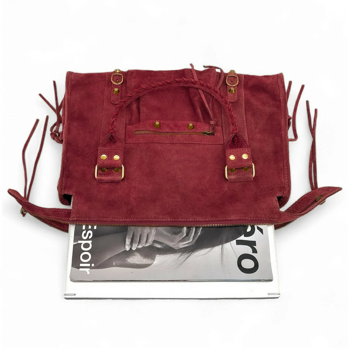 Große Handtasche aus Wildleder STORM SUEDE XL Bordeauxrot