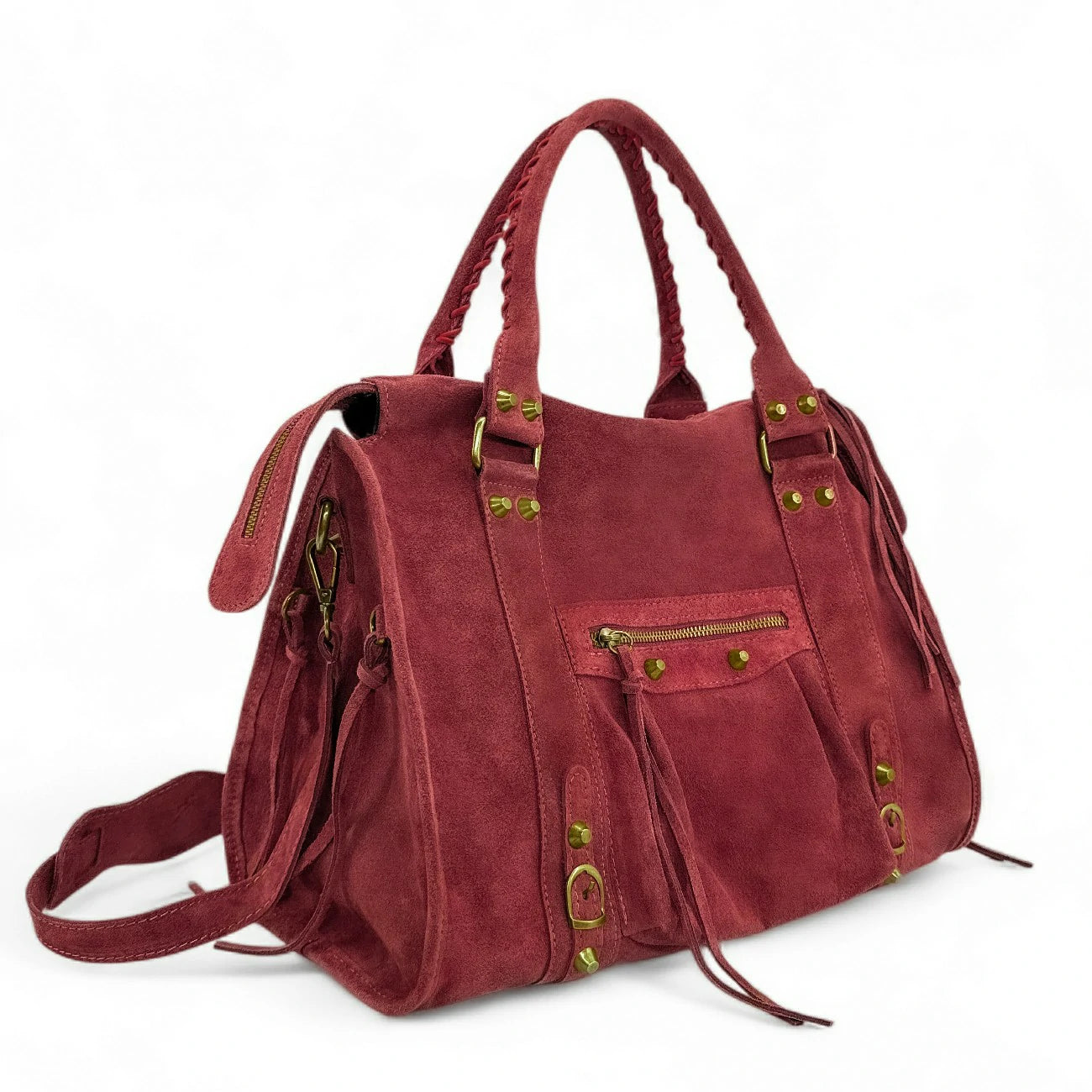 Grand sac à main en daim STORM SUEDE XL Rouge Bordeaux