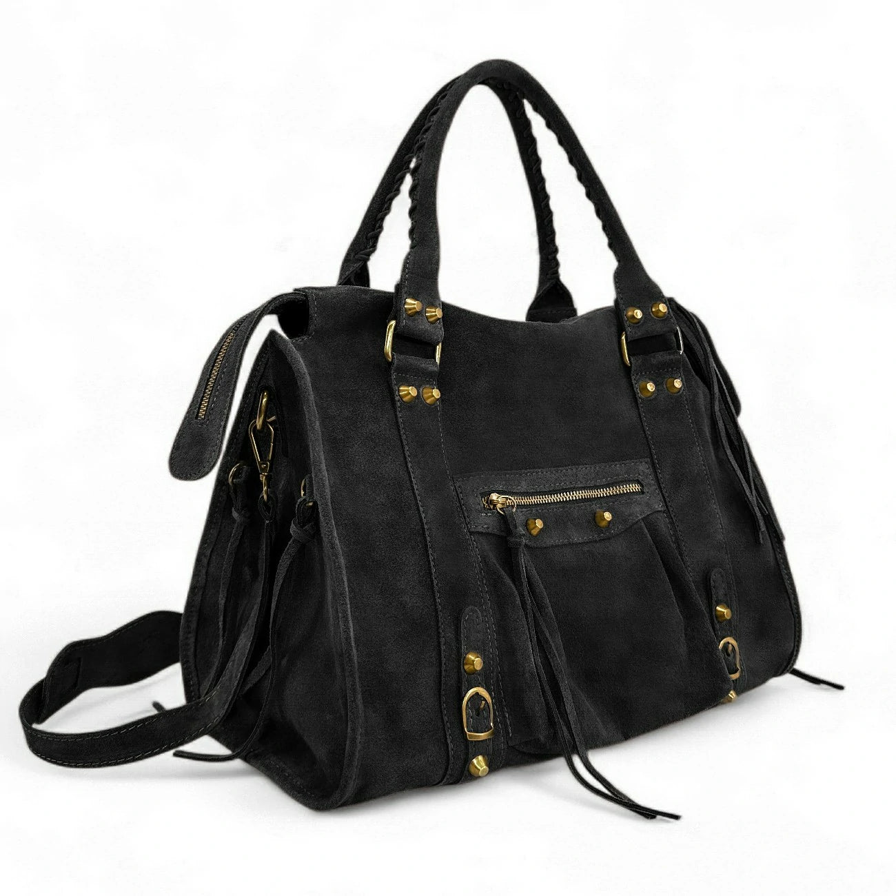 Grand sac à main en daim STORM SUEDE XL Noir