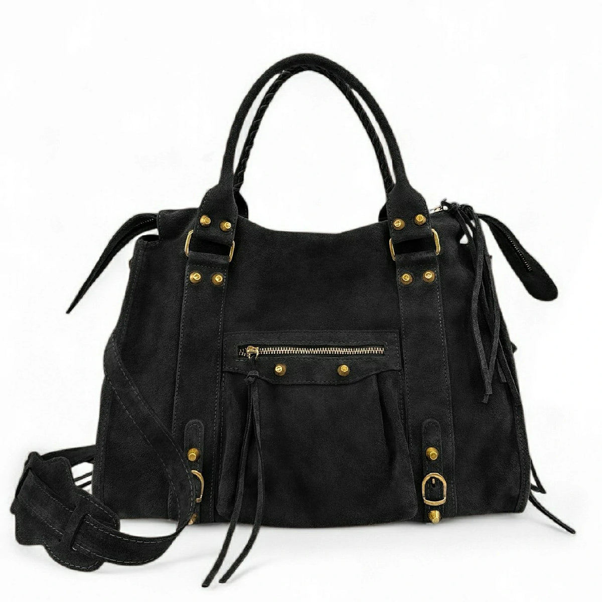 Grande borsa a mano in pelle scamosciata STORM SUEDE XL Nero