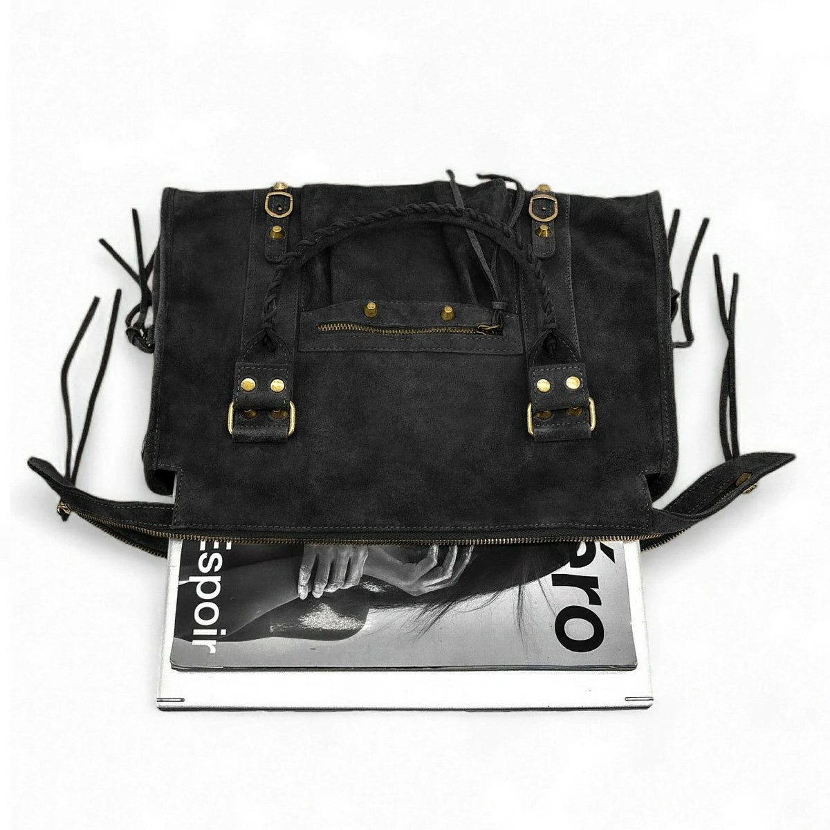 Grande borsa a mano in pelle scamosciata STORM SUEDE XL Nero