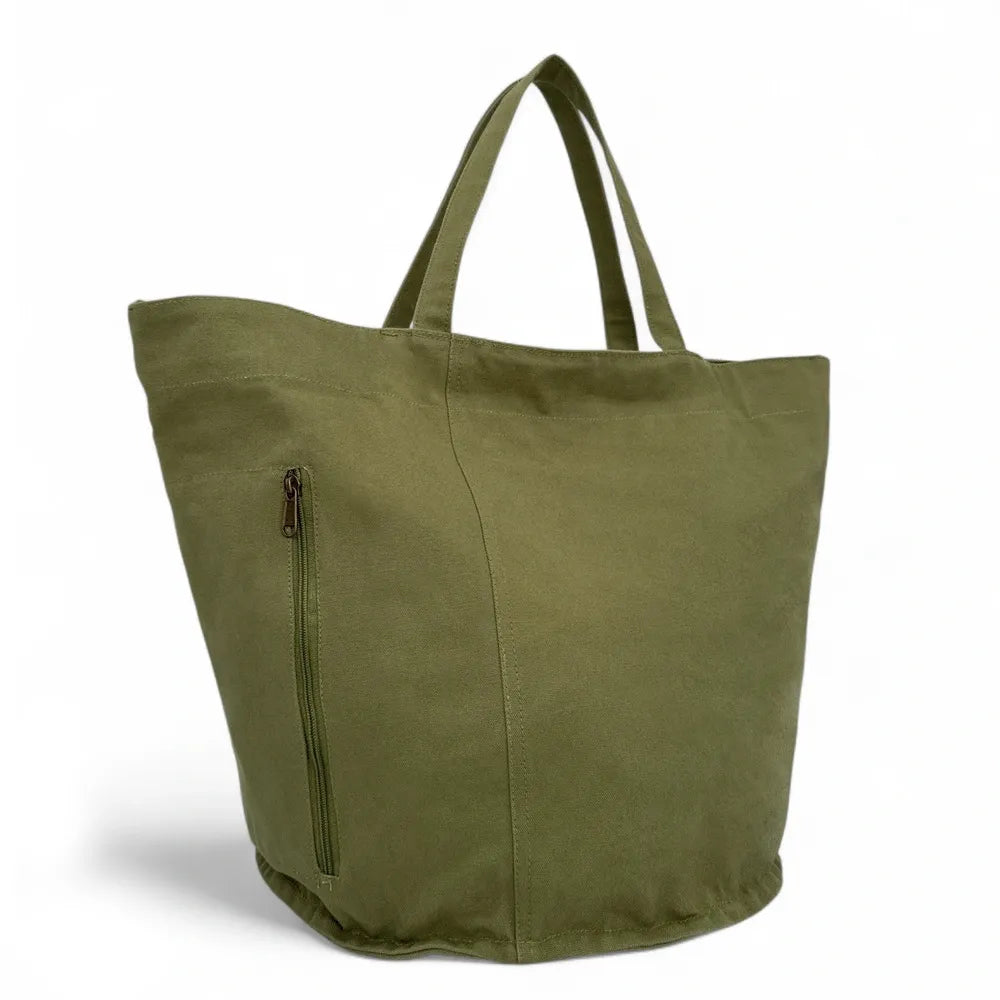 Grand sac en coton et perles I SEA YOU Kaki