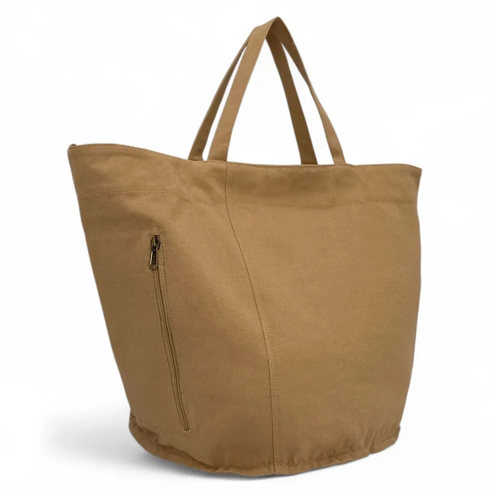 Grand sac en coton et perles I SEA YOU Taupe