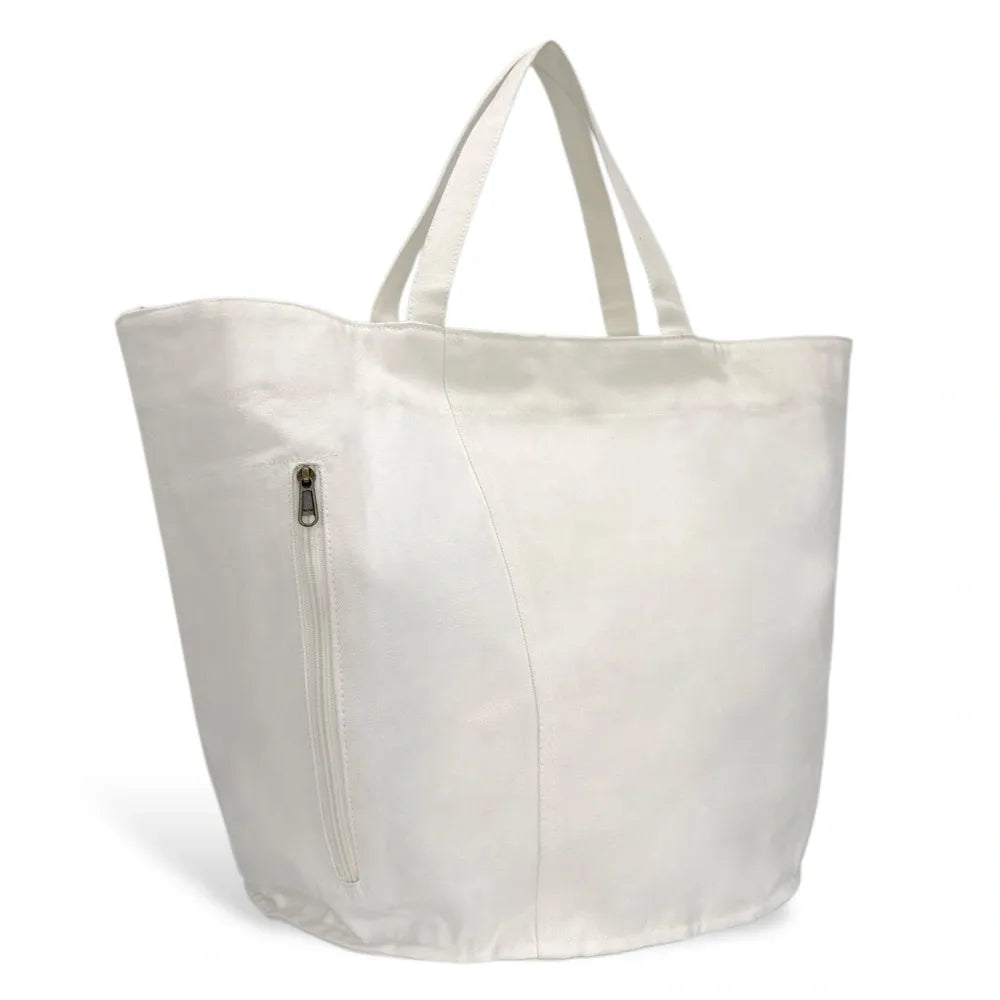 Grand sac en coton et perles I SEA YOU Blanc