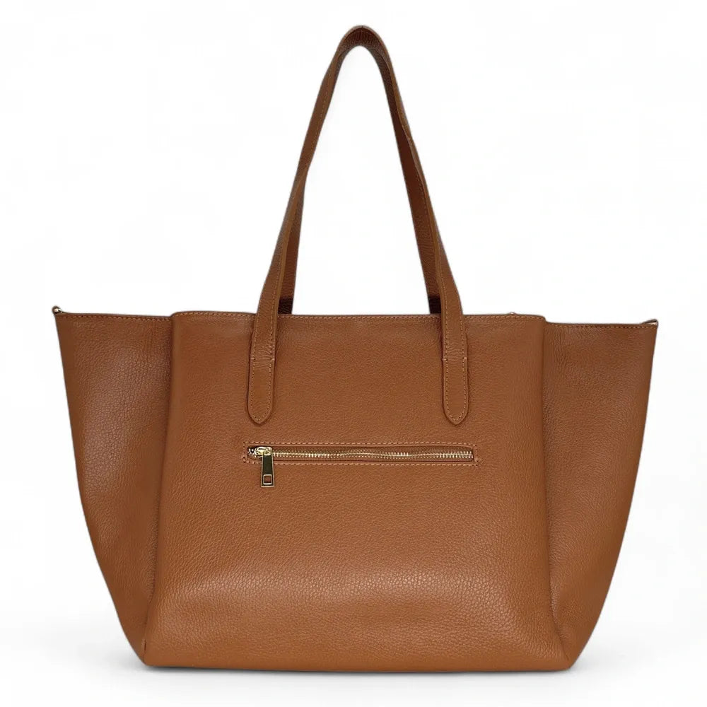 Grand sac en cuir grainé TITANIA Camel foncé