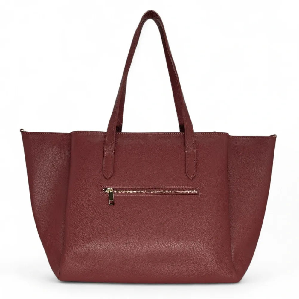 Grand sac en cuir grainé TITANIA Rouge bordeaux