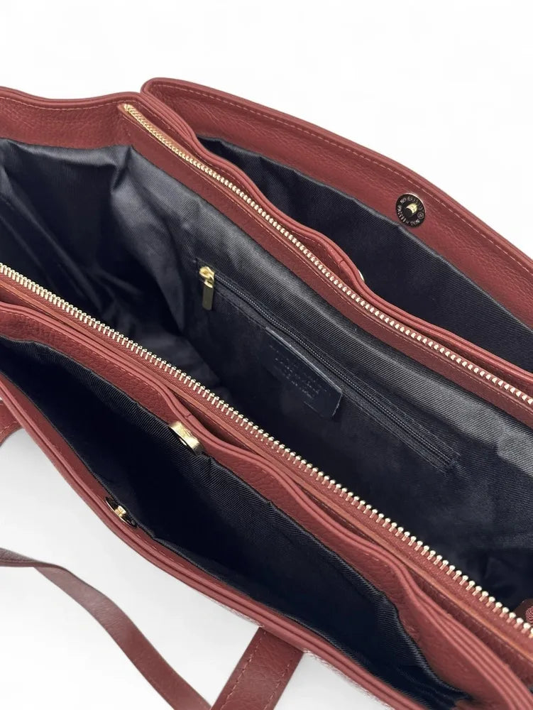 Grand sac en cuir grainé TITANIA Rouge bordeaux