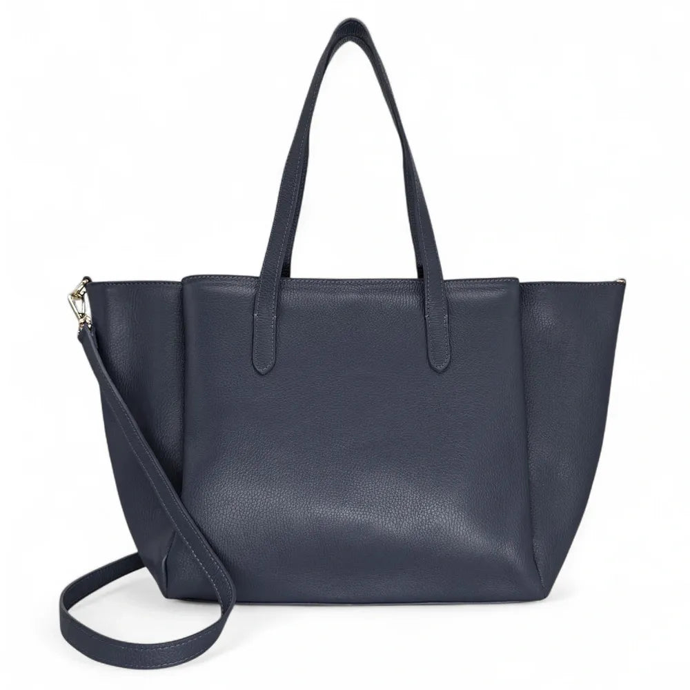 Grand sac en cuir grainé TITANIA Bleu marine