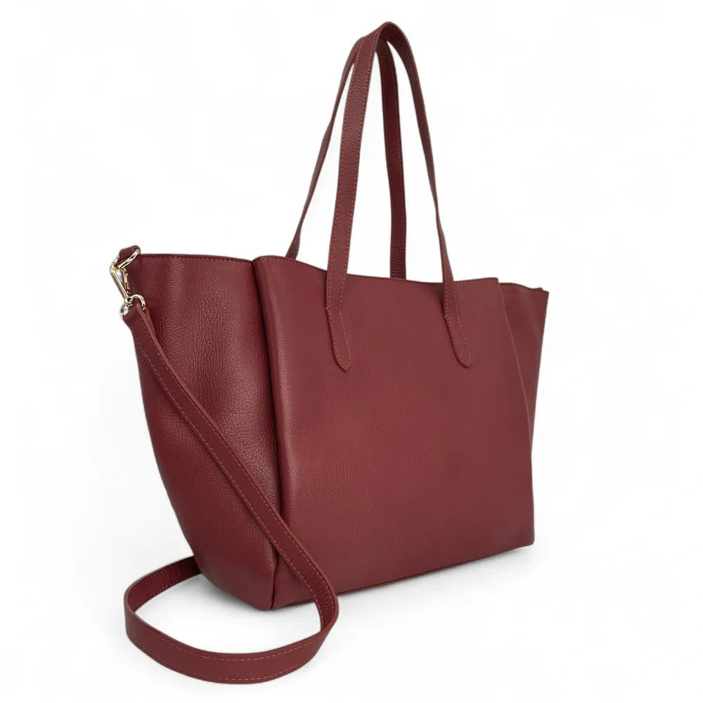 Grand sac en cuir grainé TITANIA Rouge bordeaux