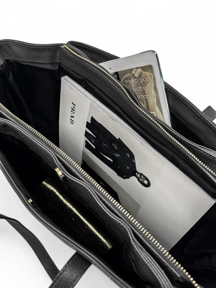 Grand sac en cuir grainé TITANIA Noir