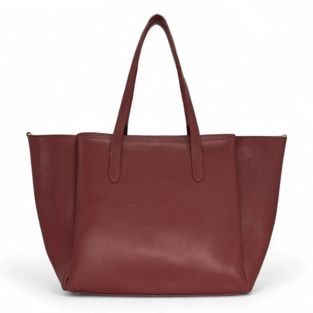 Grand sac en cuir grainé TITANIA Rouge bordeaux
