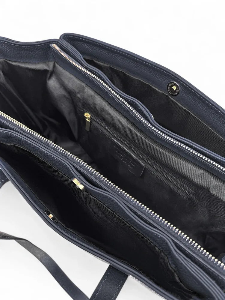 Grand sac en cuir grainé TITANIA Bleu marine