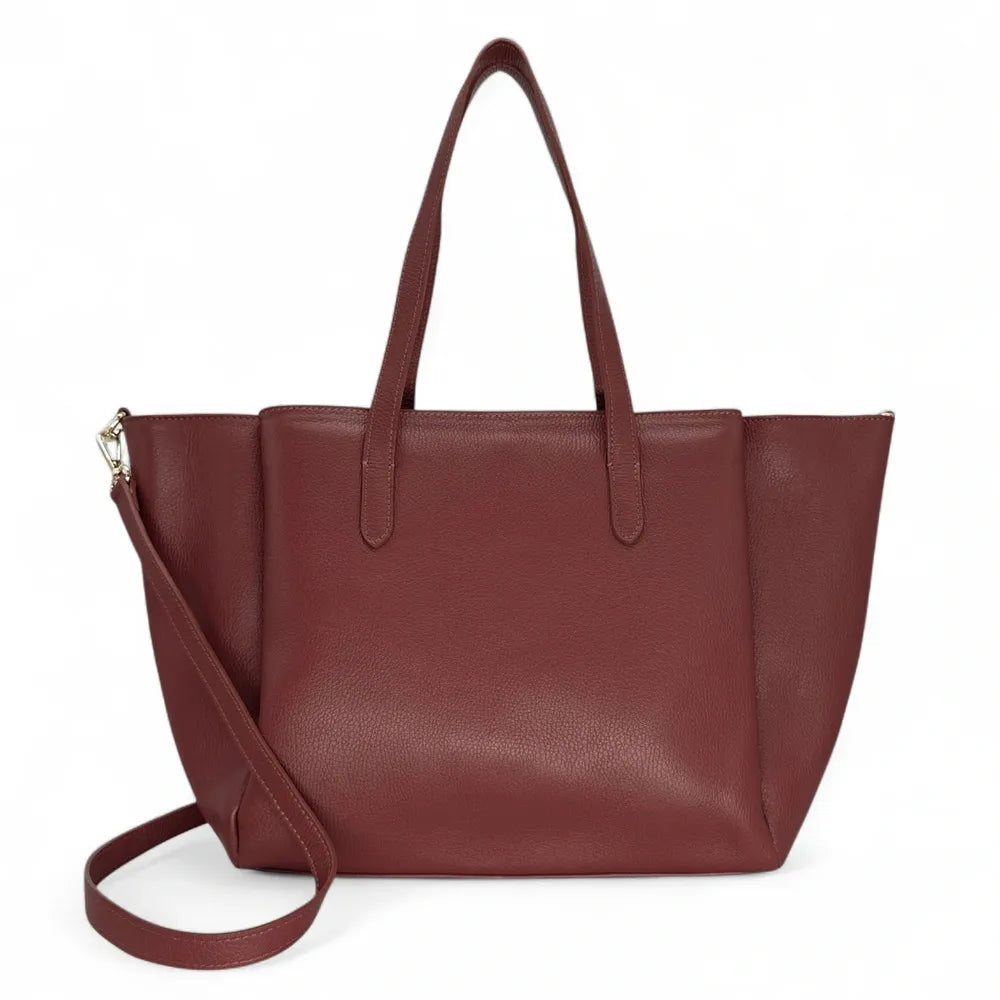 Grand sac en cuir grainé TITANIA Rouge bordeaux