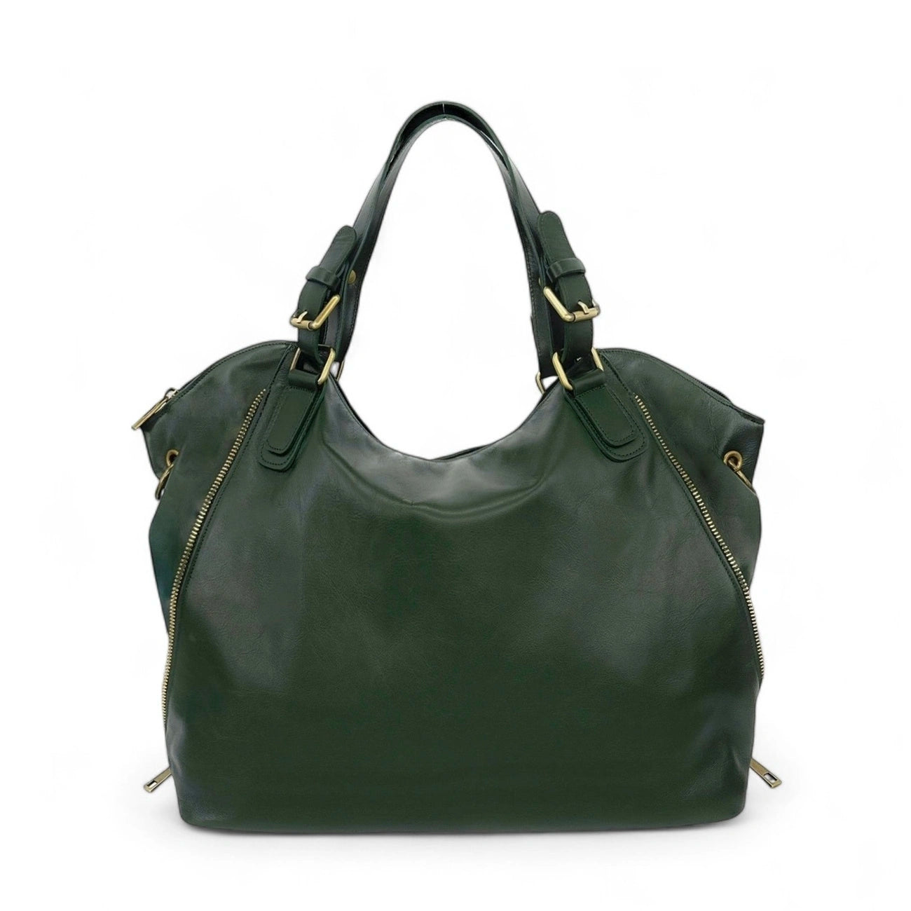 Schultertasche aus Glattleder CAMELIA Waldgrün