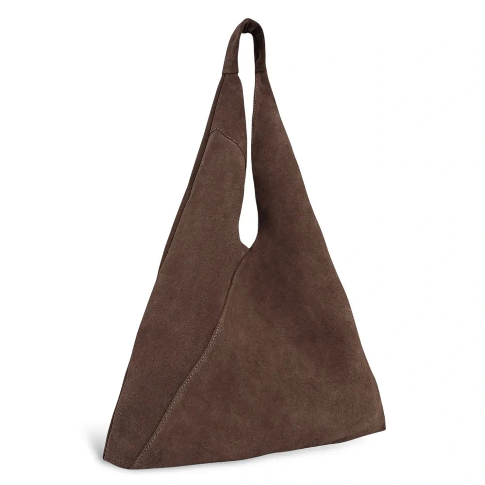 Grand sac hobo en croûte de cuir EOLIA Chocolat