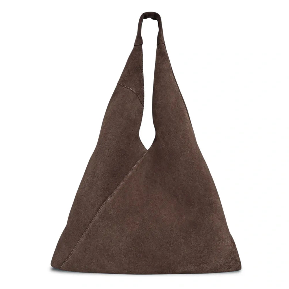 Grand sac hobo en croûte de cuir EOLIA Chocolat